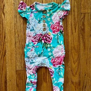 Posh Peanut Floral Baby Romper with Ruffle Sleeves